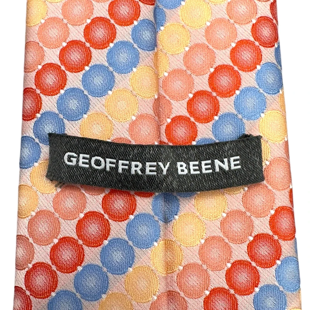 Geoffrey‎ Beene Vintage Dress Tie Bold Multi Geometric Circle Pattern 59